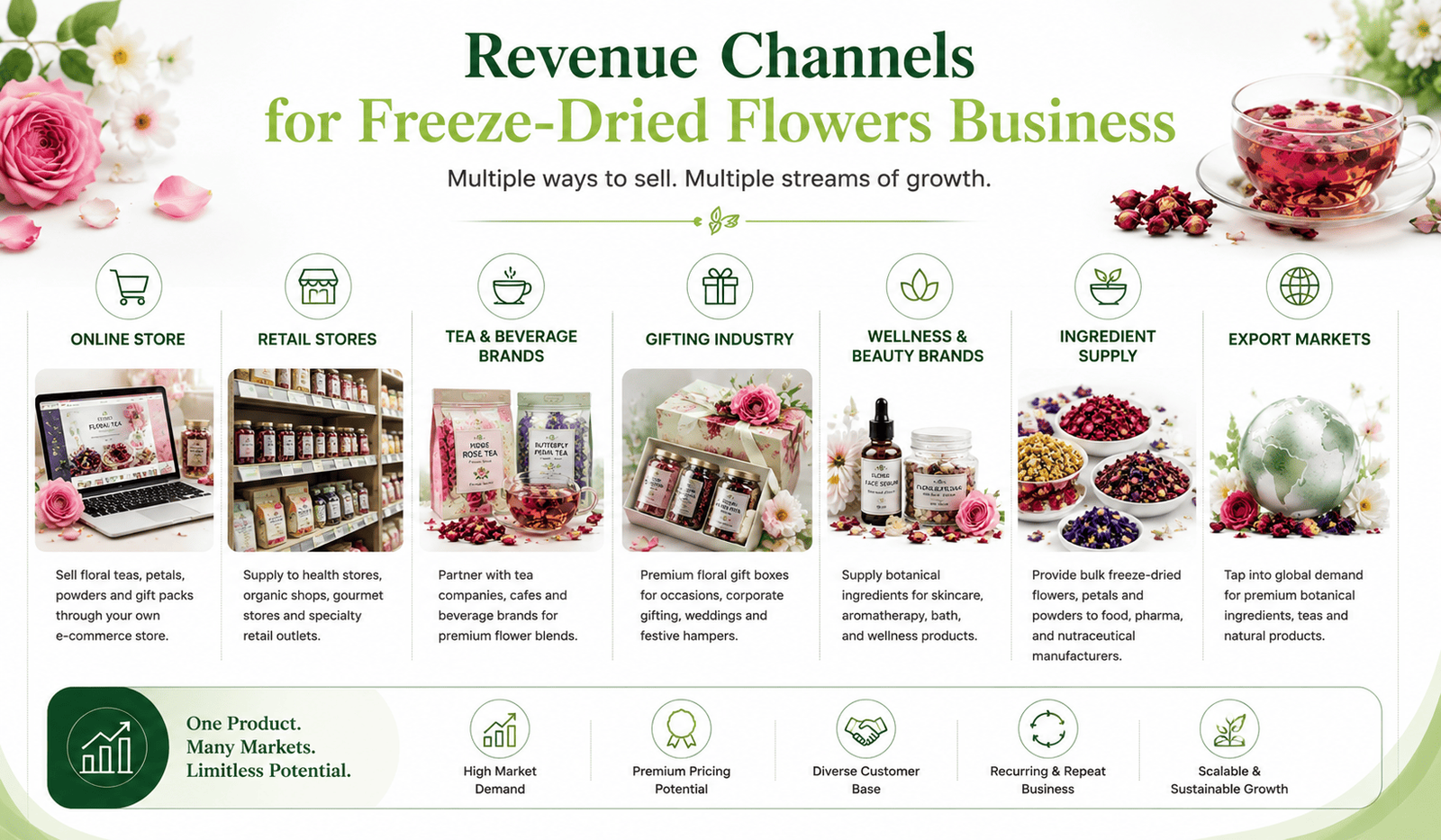 Revenue channels for freeze-dried flowers business in India
