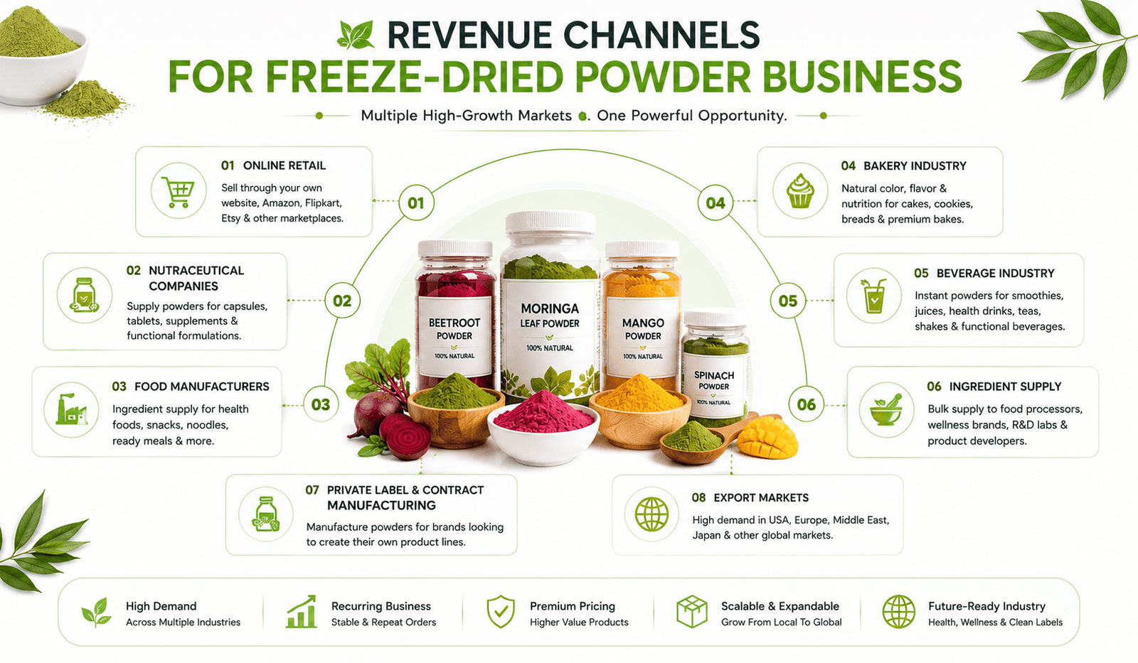 Revenue channels for freeze-dried powder business in India
