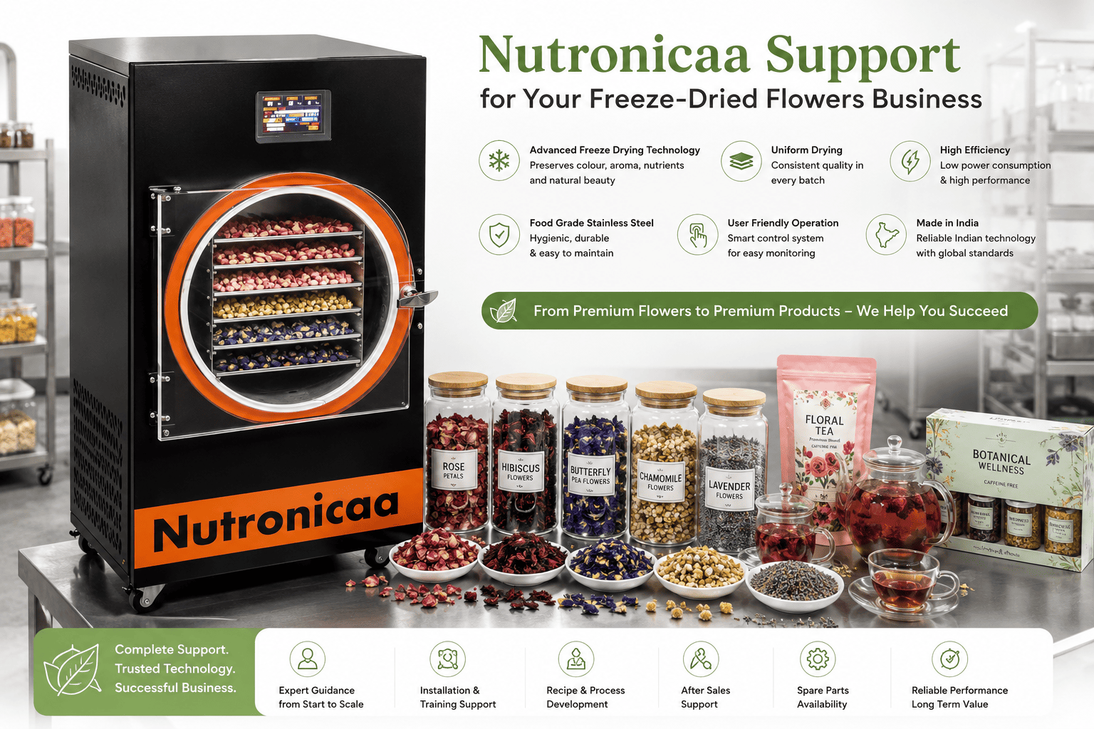 Nutronicaa support for freeze-dried flowers business
