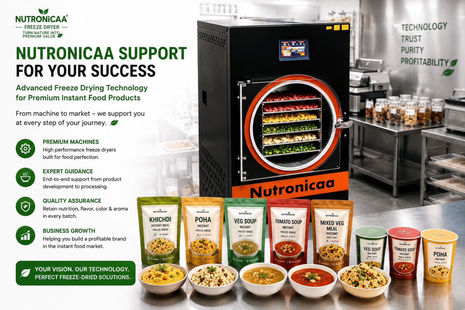 Nutronicaa support for freeze-dried instant foods business