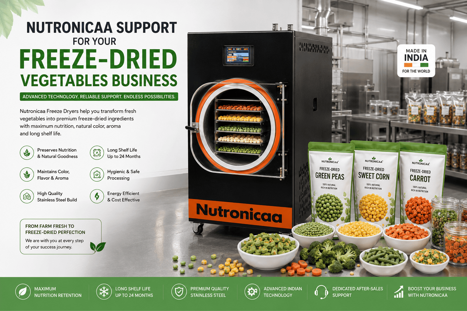 Nutronicaa support for freeze-dried vegetables business