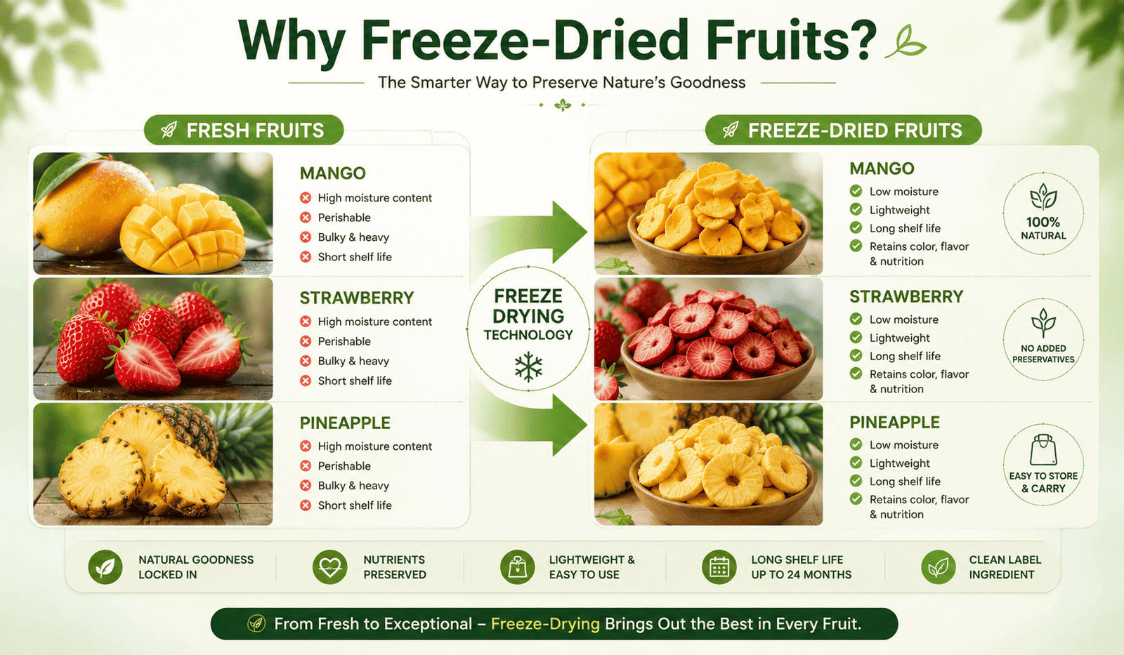 Why freeze dried fruits comparison with fresh fruits