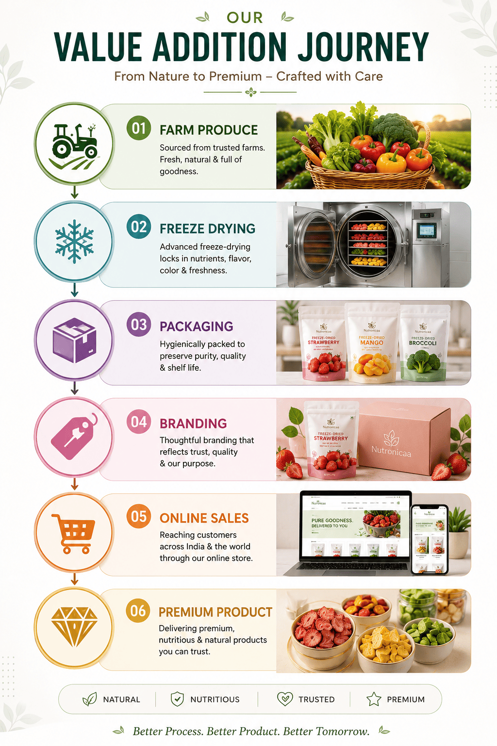 Value addition journey by freeze drying from farm produce to premium product