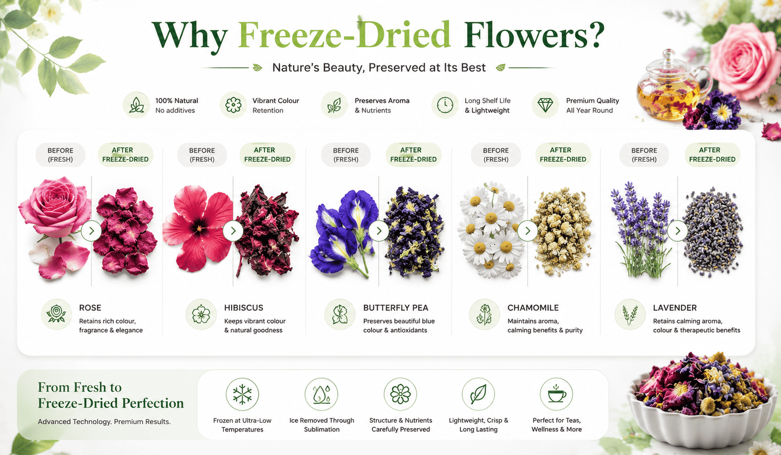 Benefits of freeze-dried flowers for premium botanical products
