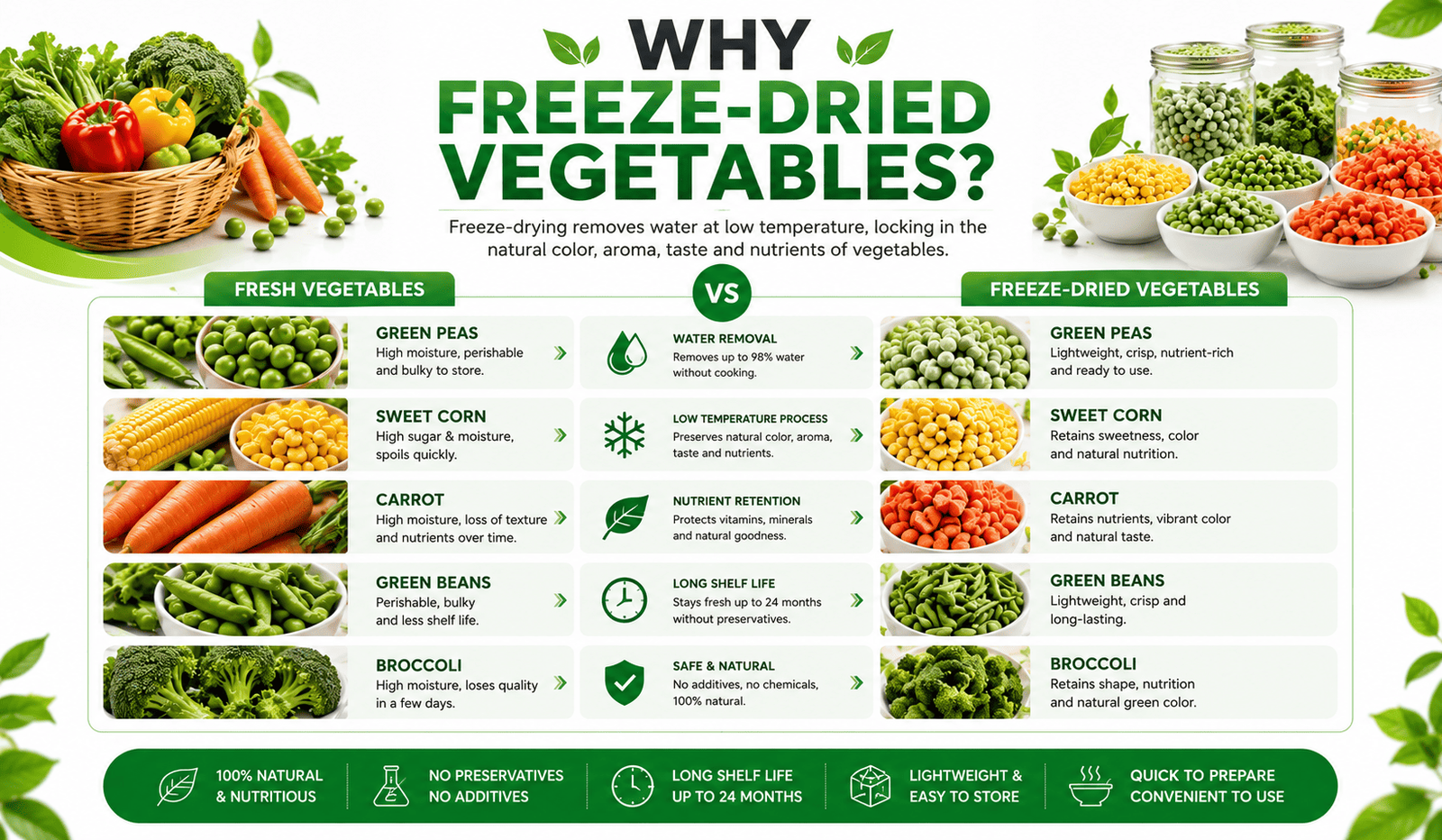 Why freeze-dried vegetables for premium food ingredient business