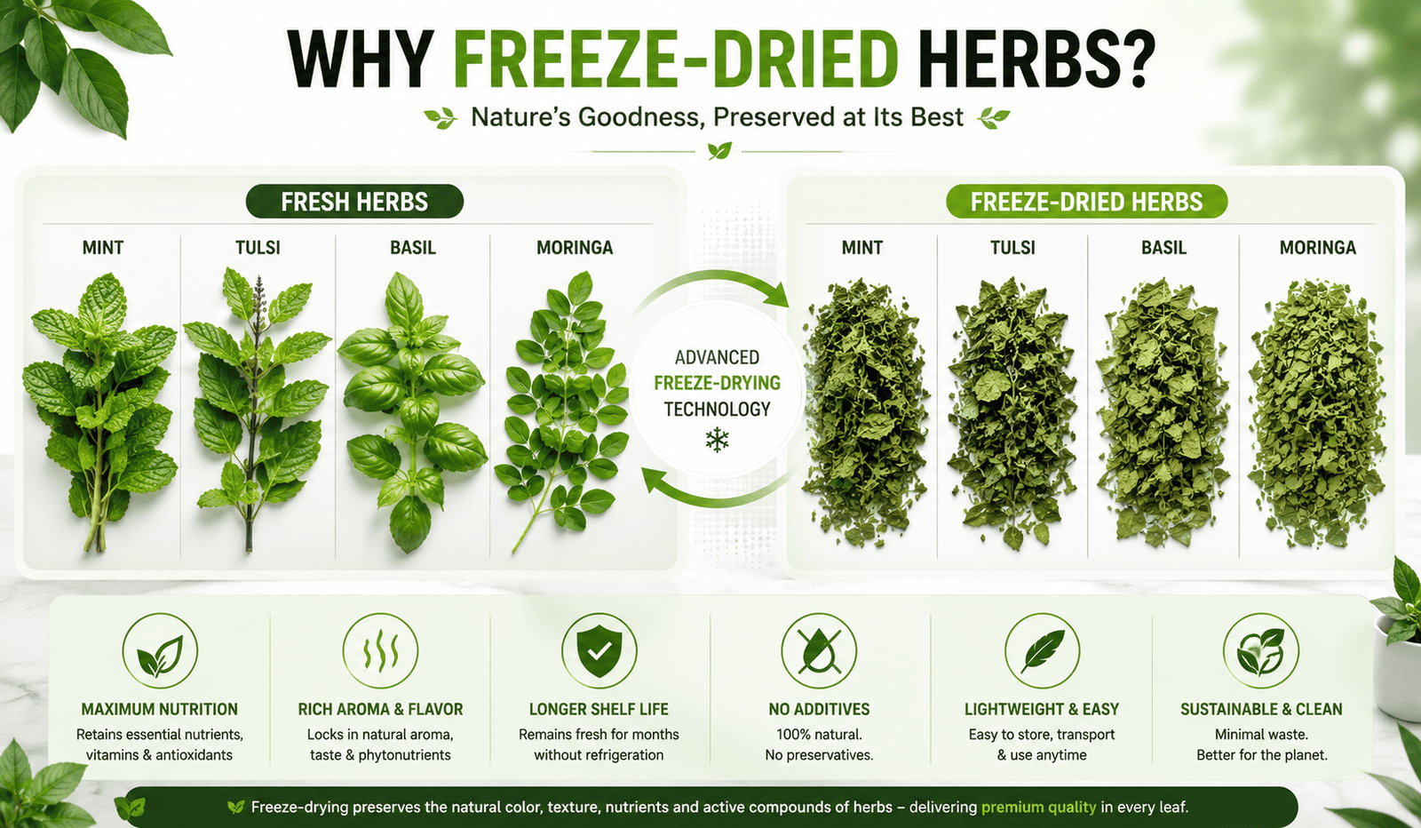 Why freeze dried herbs comparison with fresh herbs