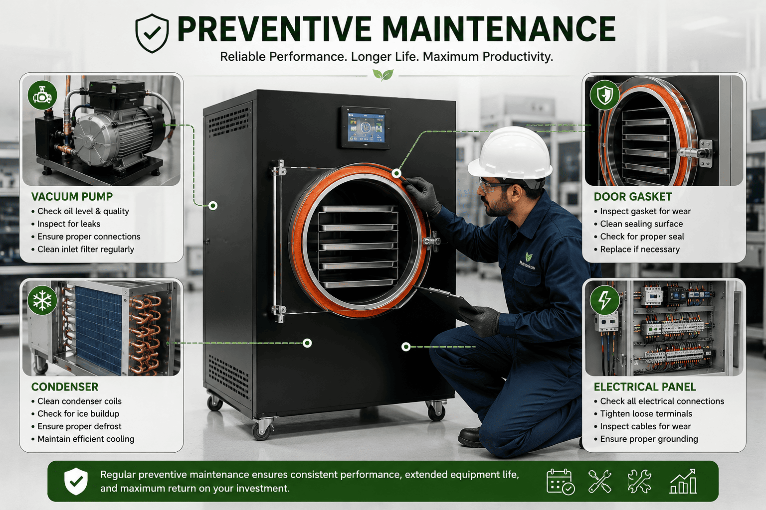 Preventive maintenance checklist for commercial freeze dryer systems